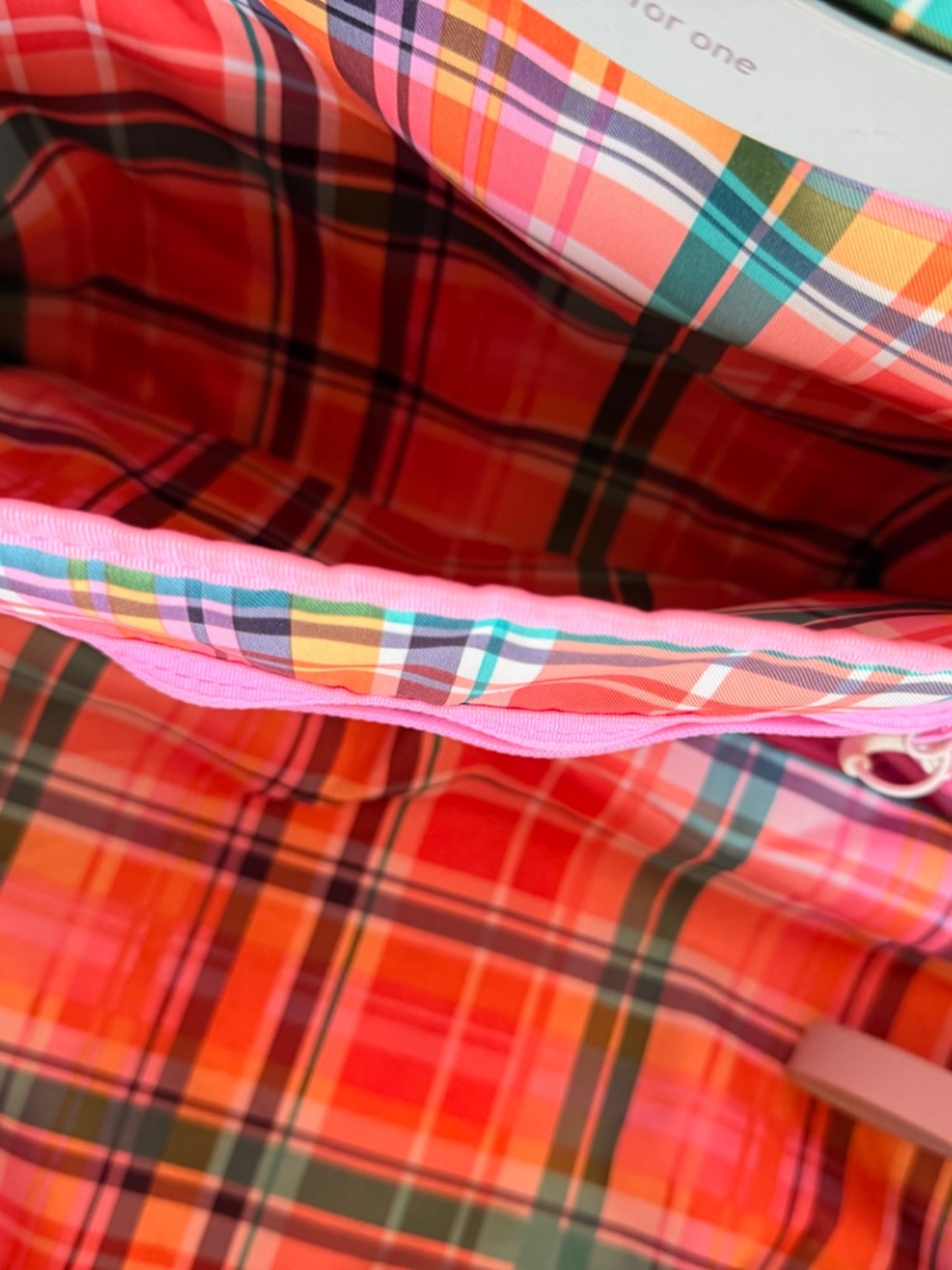 Lululemon Om For One Bag Cream Pink Plaid Lined Gym Tote Travel Bag - Picture 3 of 14